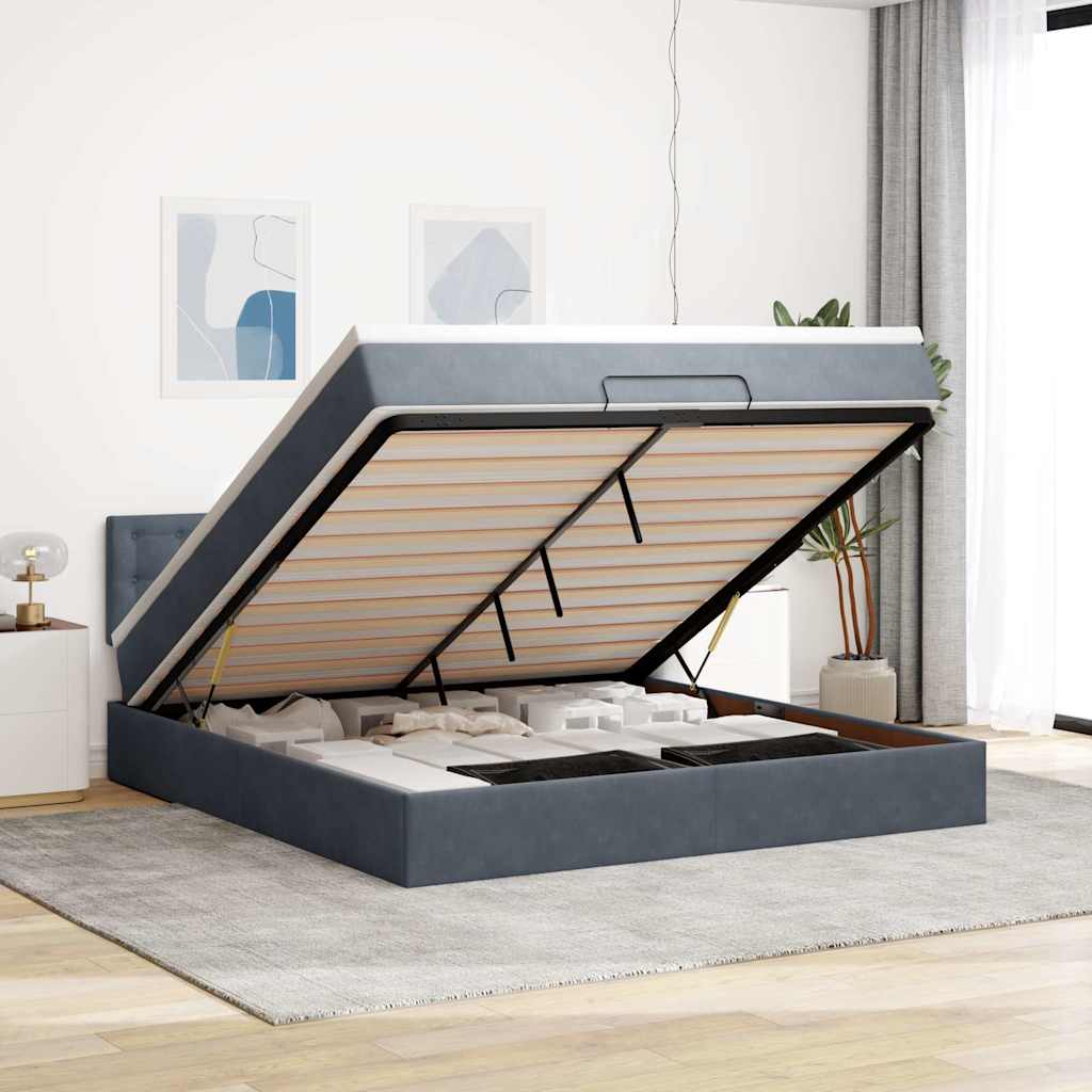 vidaXL Ottoman bed met matras 100x200 cm fluweel zwart
