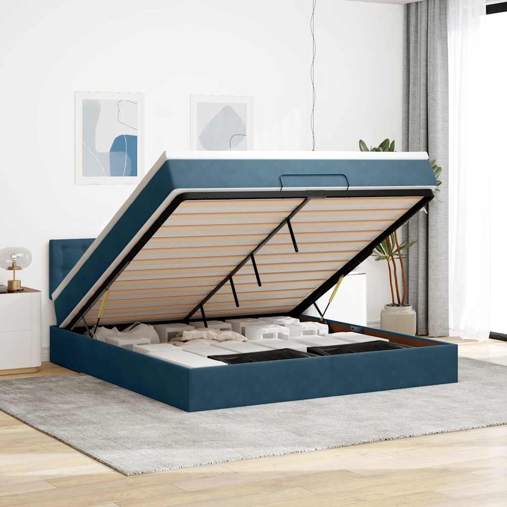 vidaXL Ottoman bed met matras 100x200 cm fluweel zwart