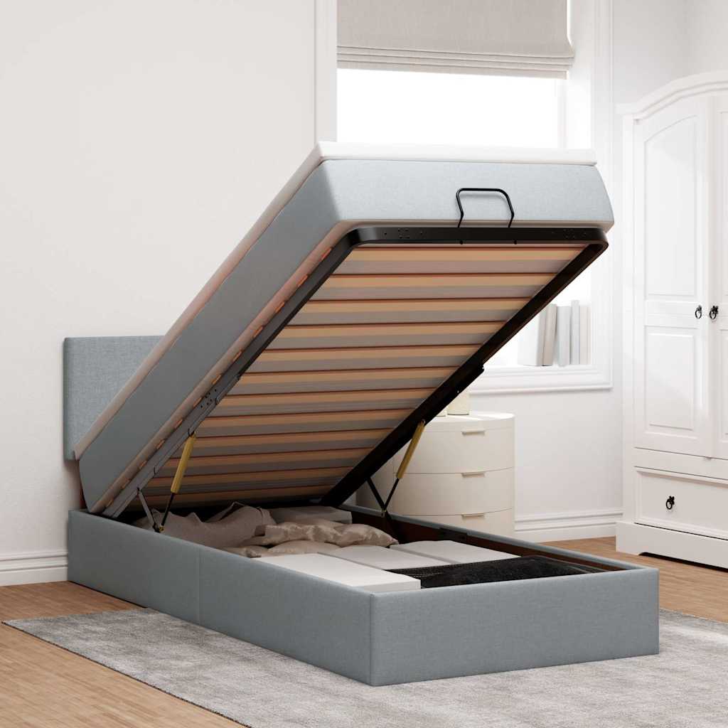 vidaXL Ottoman bed met matras en LED's 90x200 cm stof zwart