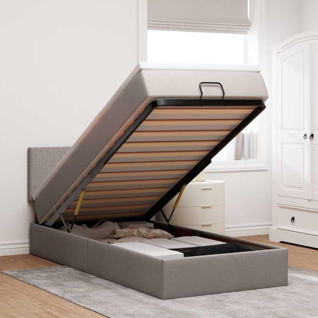 vidaXL Ottoman bed met matras en LED's 90x200 cm stof zwart