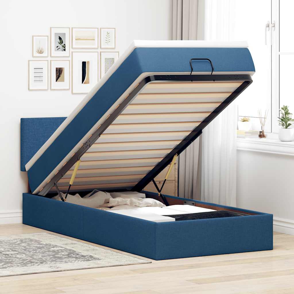 vidaXL Ottoman bed met matras en LED's 90x200 cm stof zwart