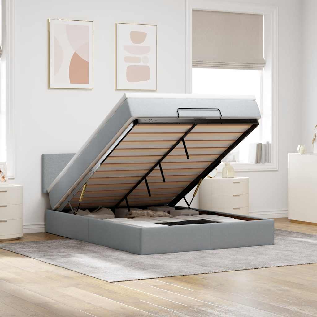 vidaXL Ottoman bed met matras en LED's 90x200 cm stof zwart