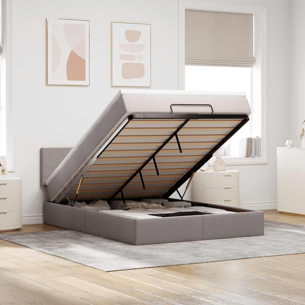 vidaXL Ottoman bed met matras en LED's 90x200 cm stof zwart