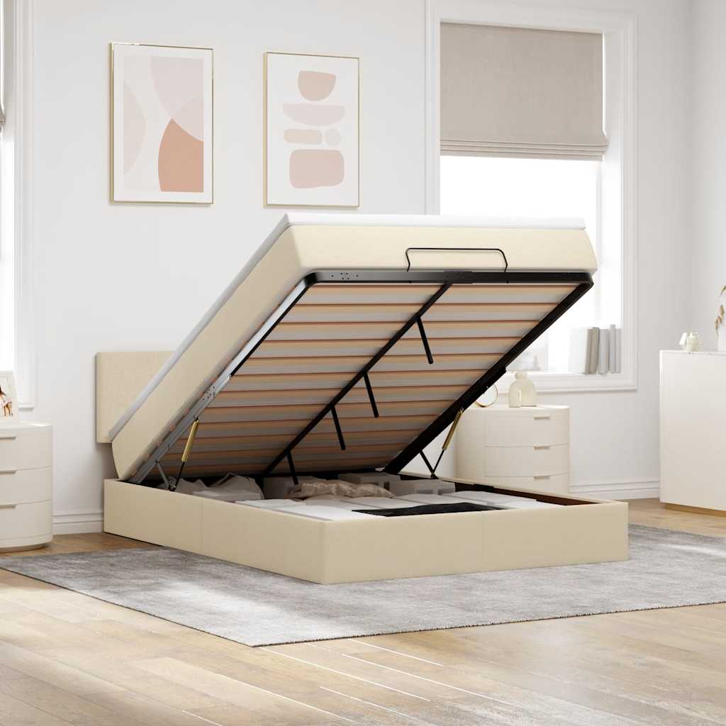 vidaXL Ottoman bed met matras en LED's 90x200 cm stof zwart