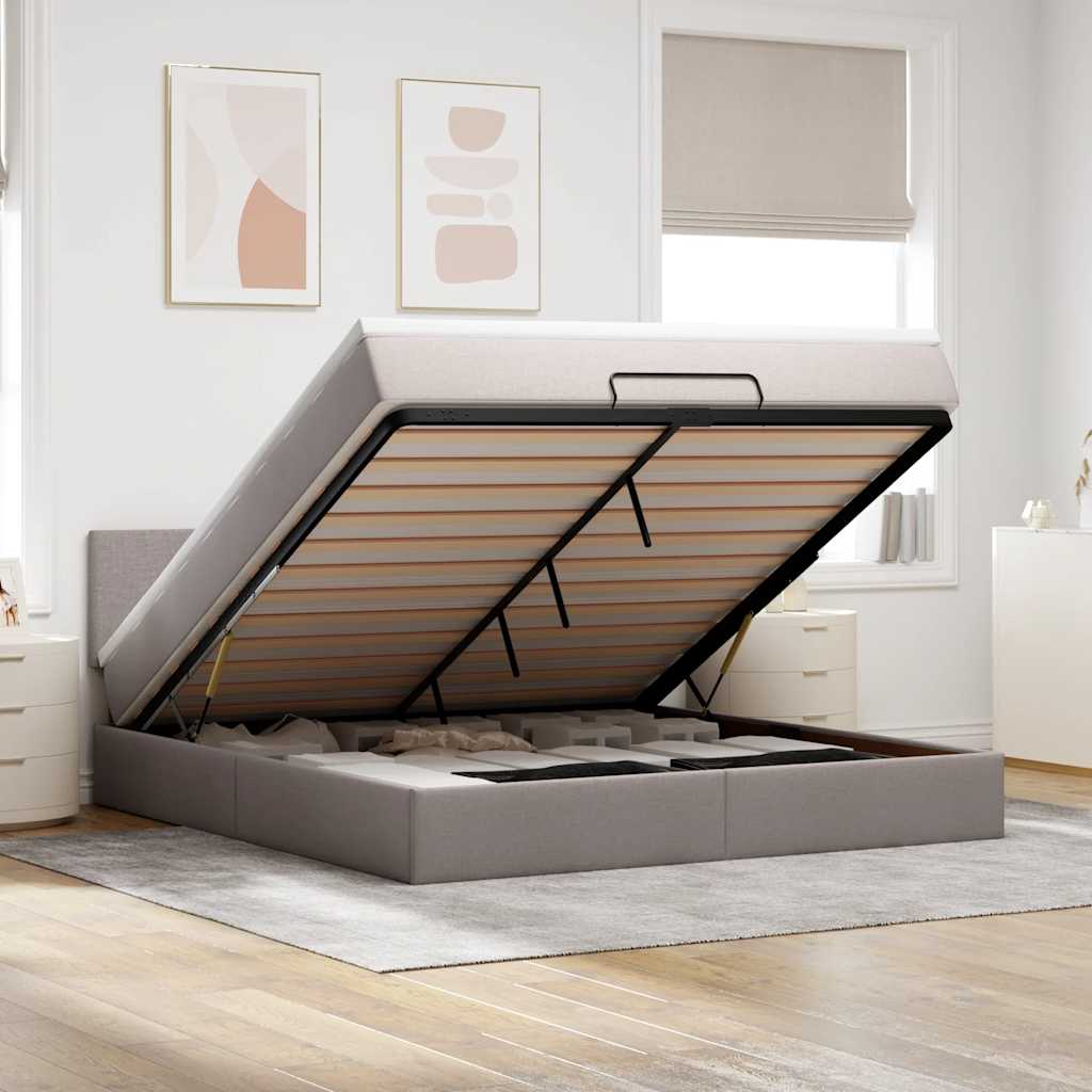 vidaXL Ottoman bed met matras en LED's 90x200 cm stof zwart