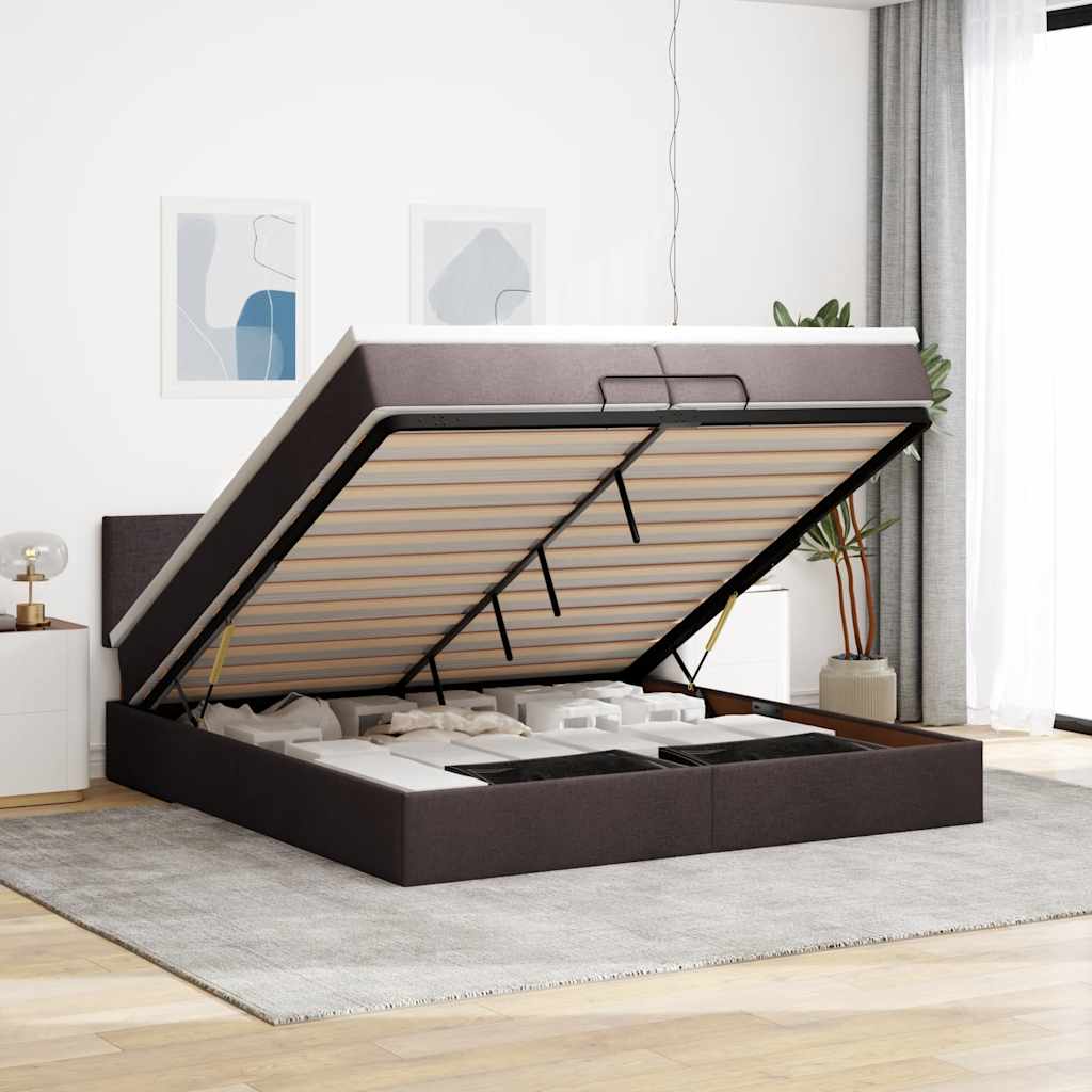 vidaXL Ottoman bed met matras en LED's 90x200 cm stof zwart