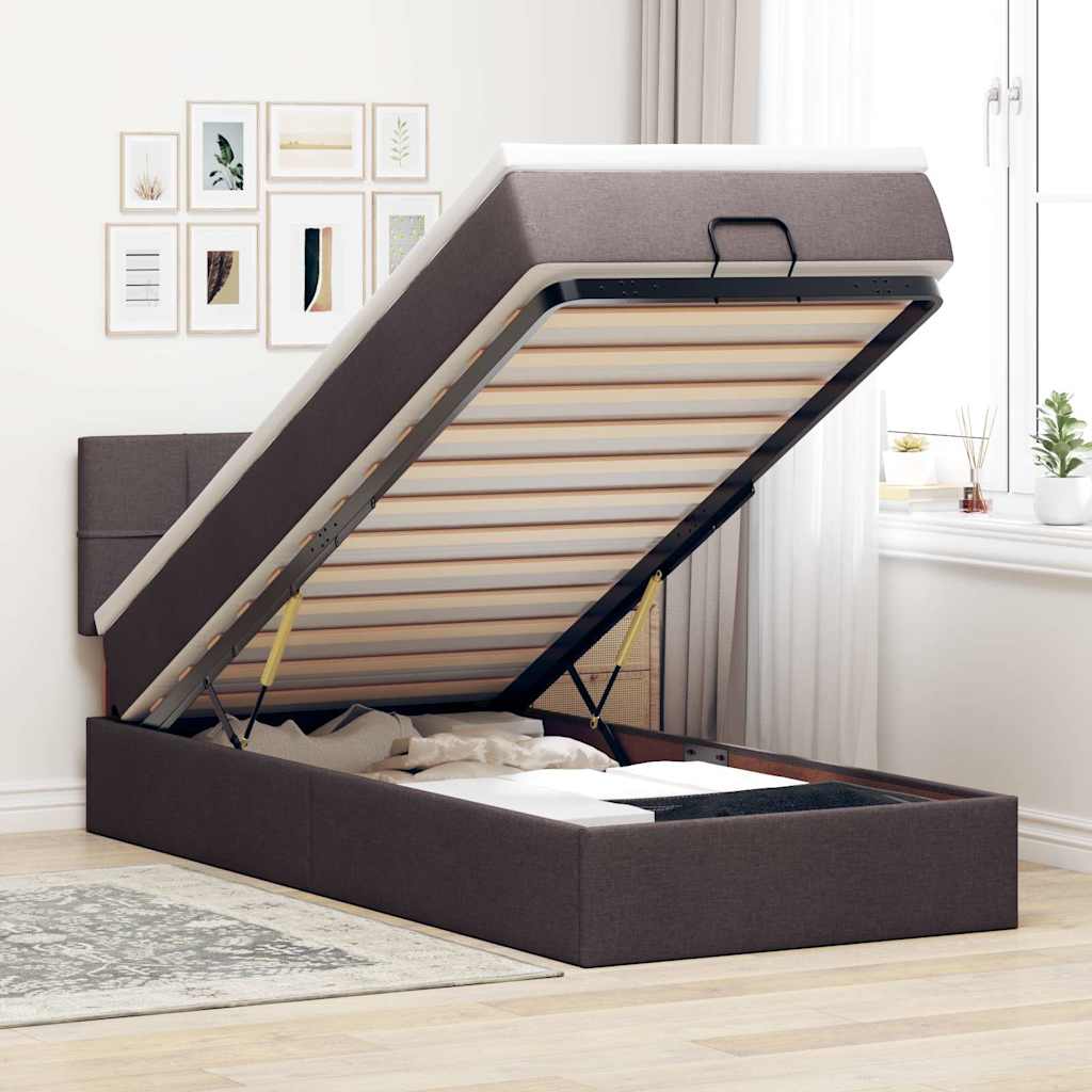 vidaXL Ottoman bed met matras en LED's 90x200 cm stof zwart