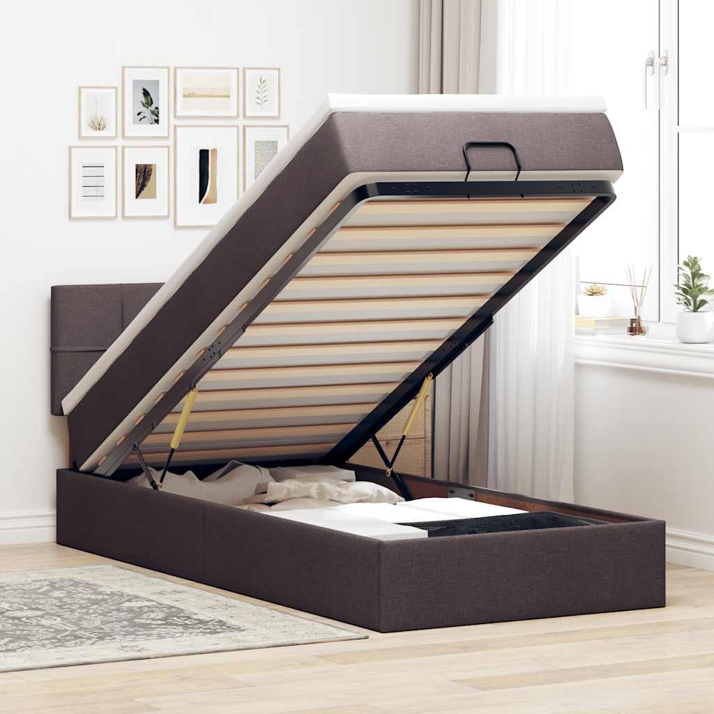 vidaXL Ottoman bed met matras en LED's 90x200 cm stof zwart