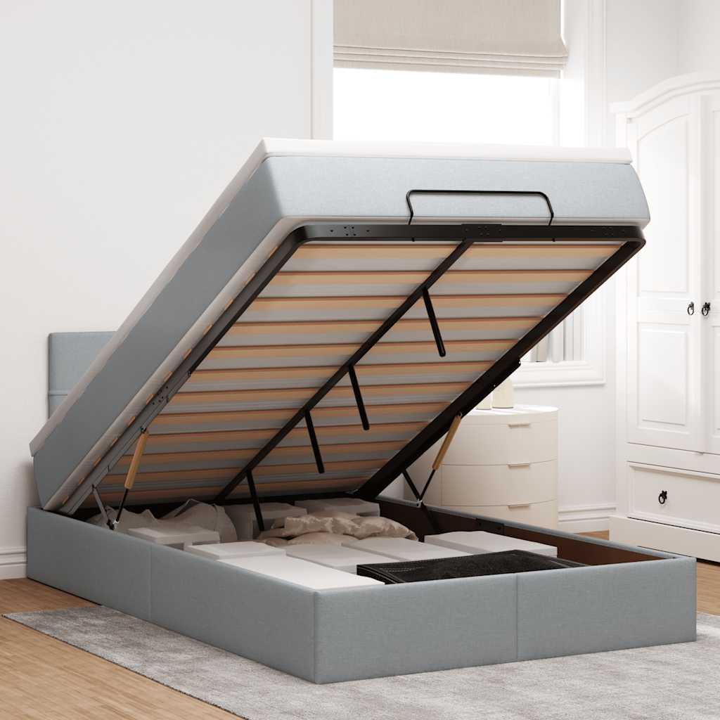 vidaXL Ottoman bed met matras en LED's 90x200 cm stof zwart