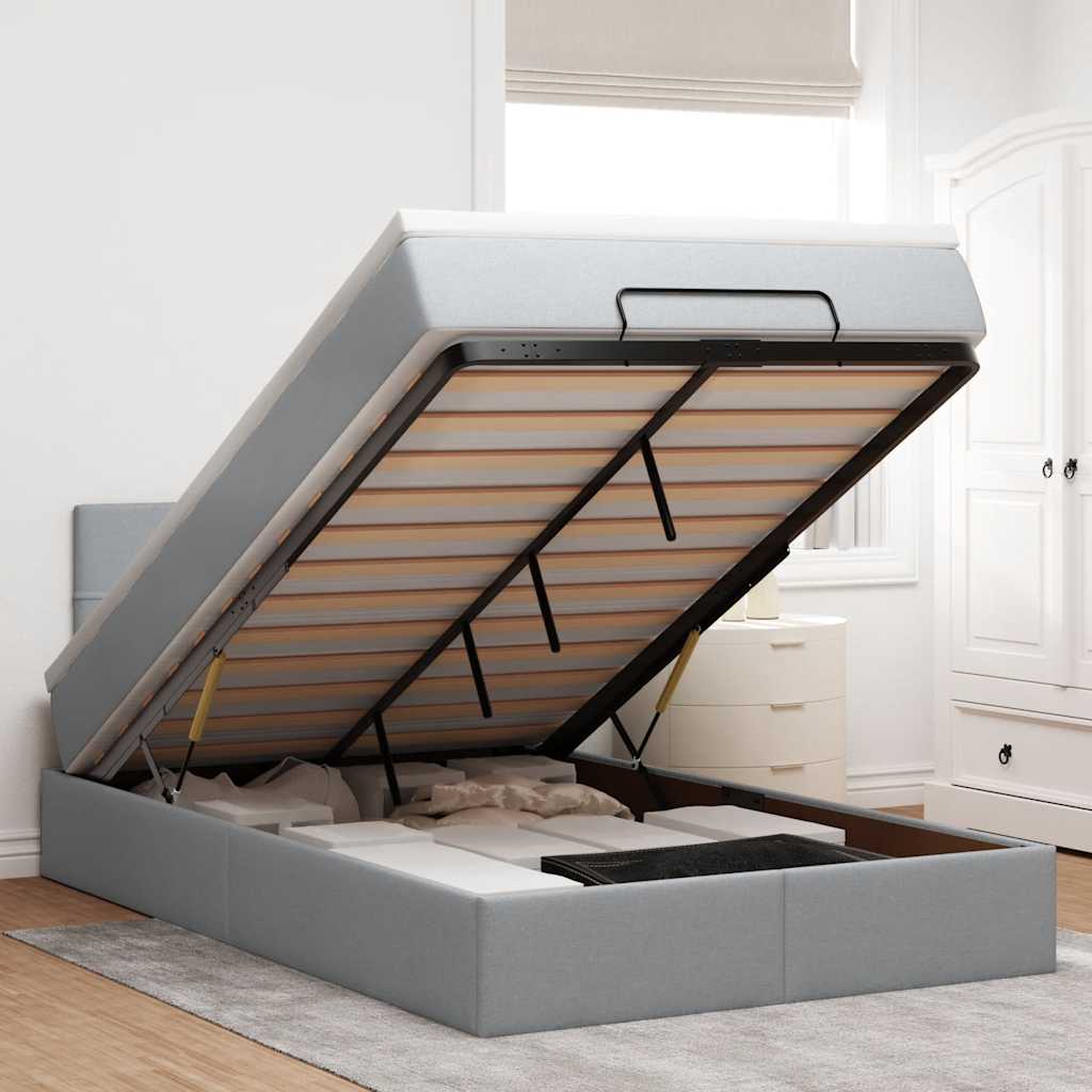 vidaXL Ottoman bed met matras en LED's 90x200 cm stof zwart