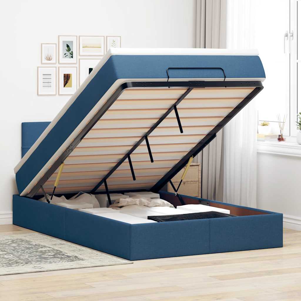 vidaXL Ottoman bed met matras en LED's 90x200 cm stof zwart