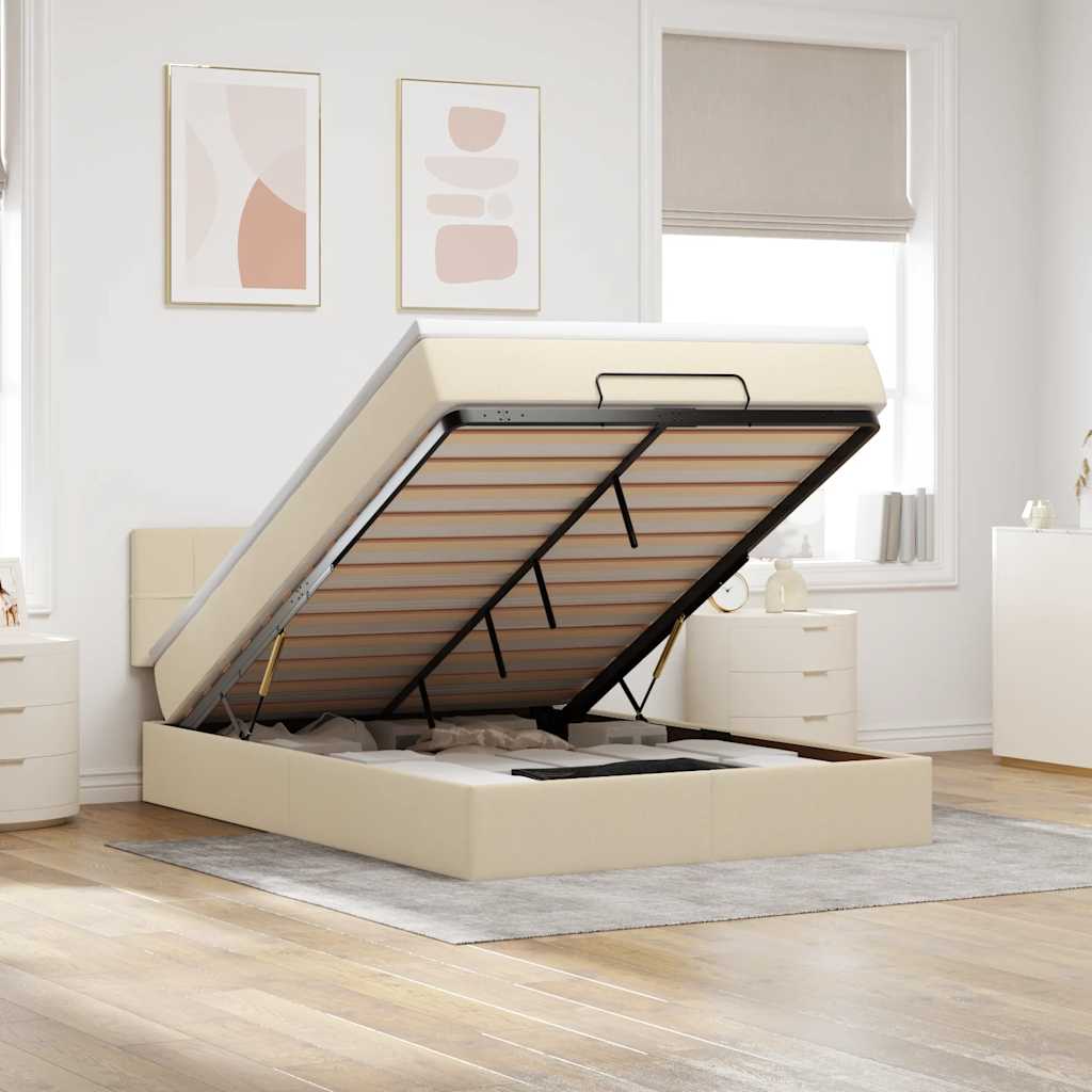 vidaXL Ottoman bed met matras en LED's 90x200 cm stof zwart
