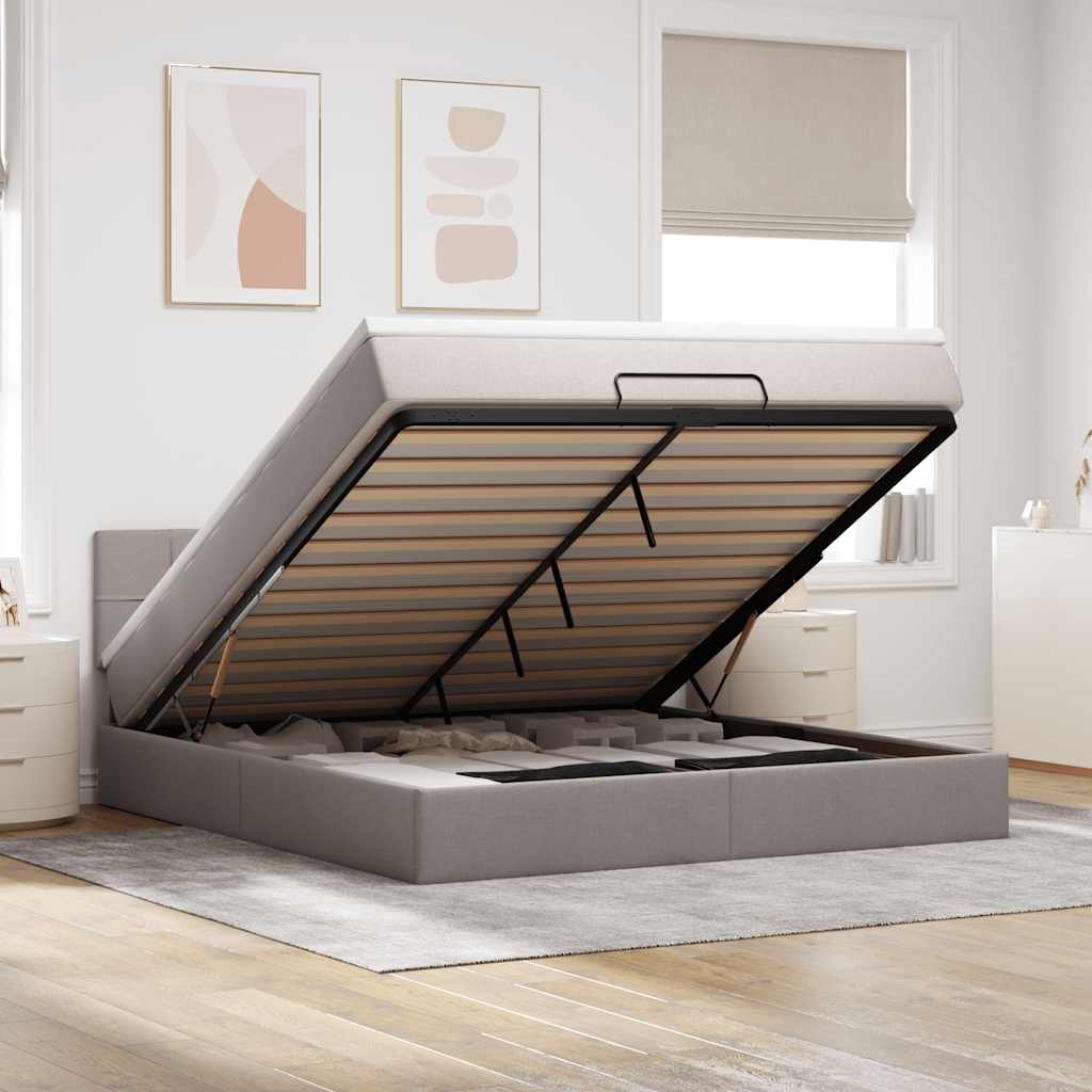 vidaXL Ottoman bed met matras en LED's 90x200 cm stof zwart