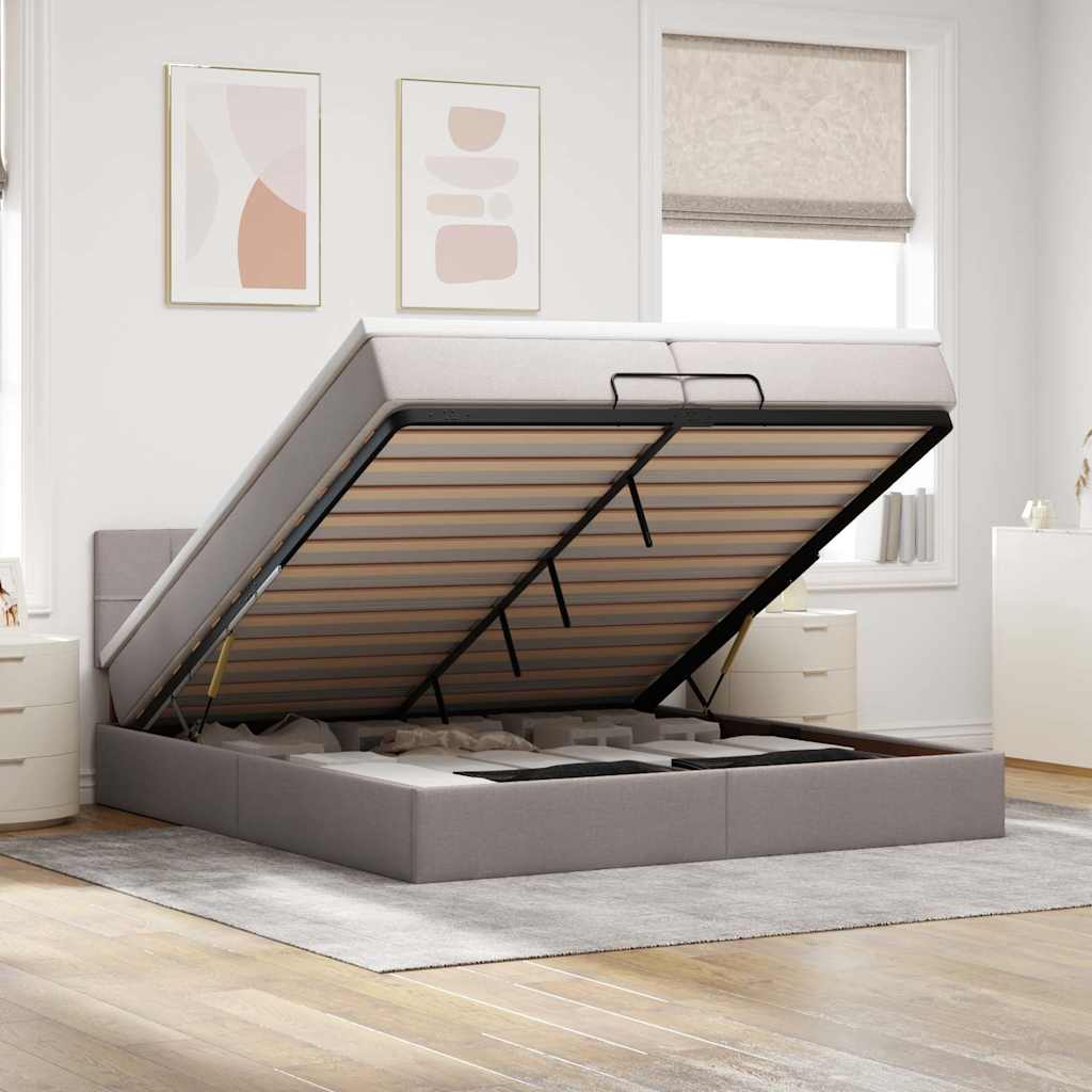 vidaXL Ottoman bed met matras en LED's 90x200 cm stof zwart