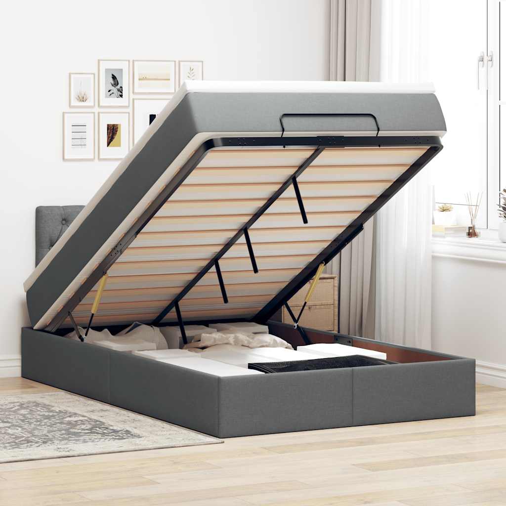 vidaXL Ottoman bed met matras en LED's 90x200 cm stof zwart