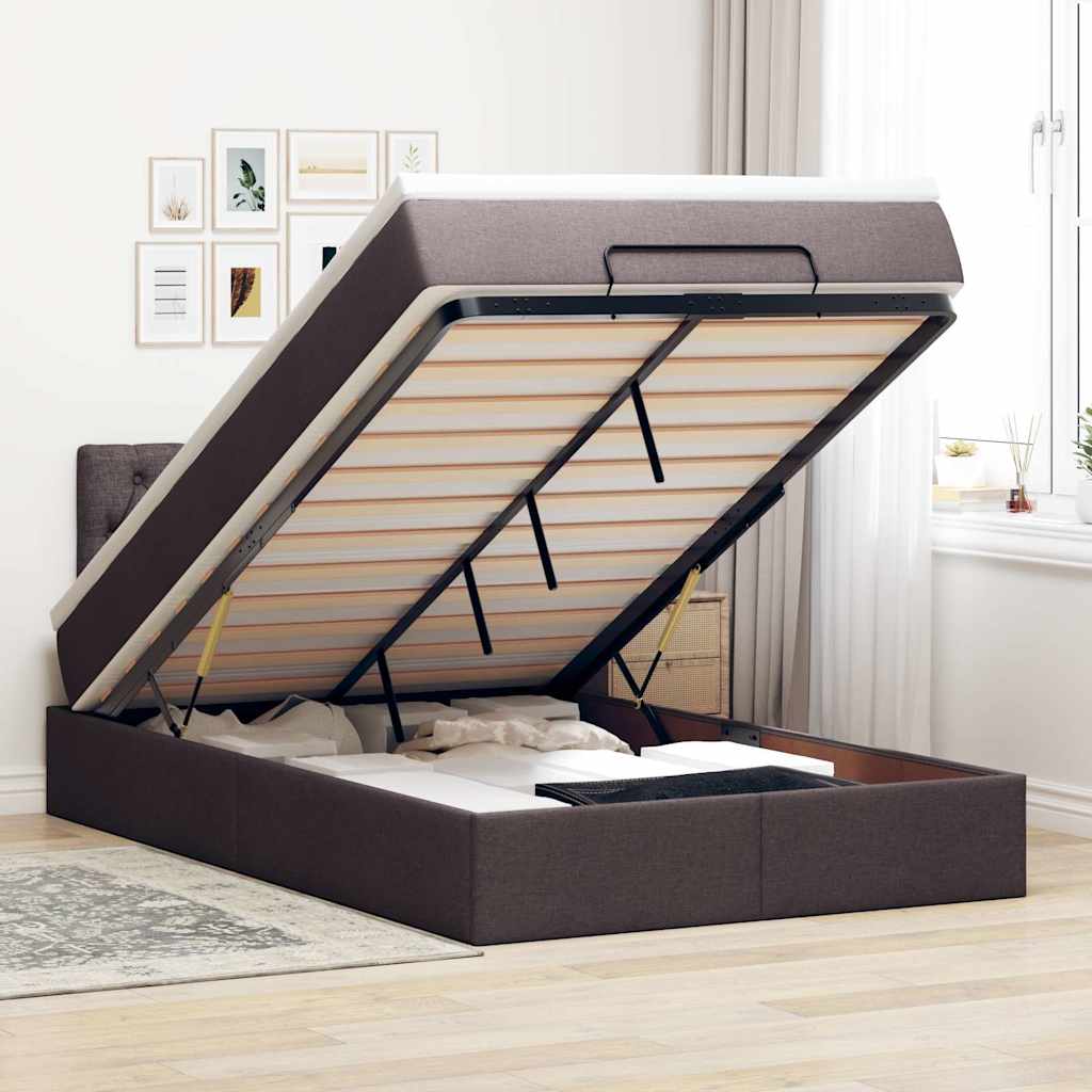 vidaXL Ottoman bed met matras en LED's 90x200 cm stof zwart