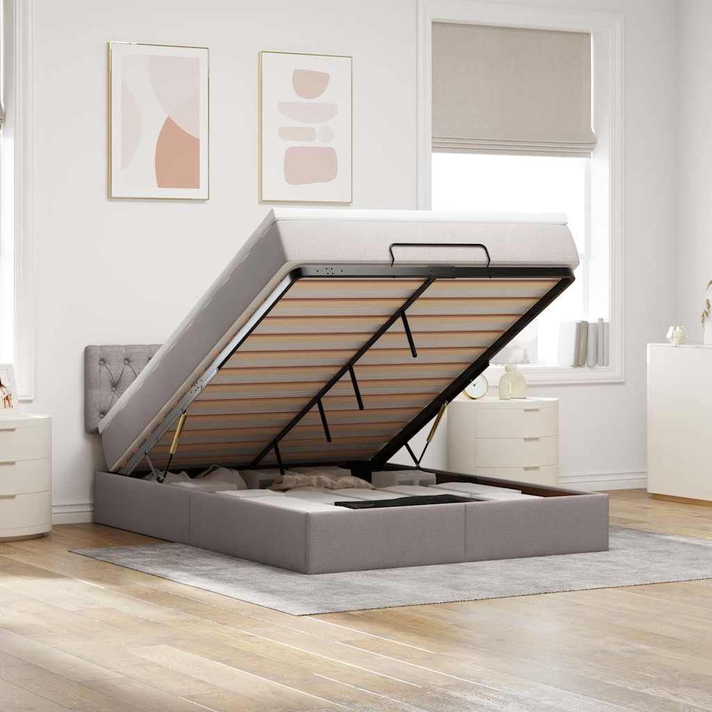 vidaXL Ottoman bed met matras en LED's 90x200 cm stof zwart