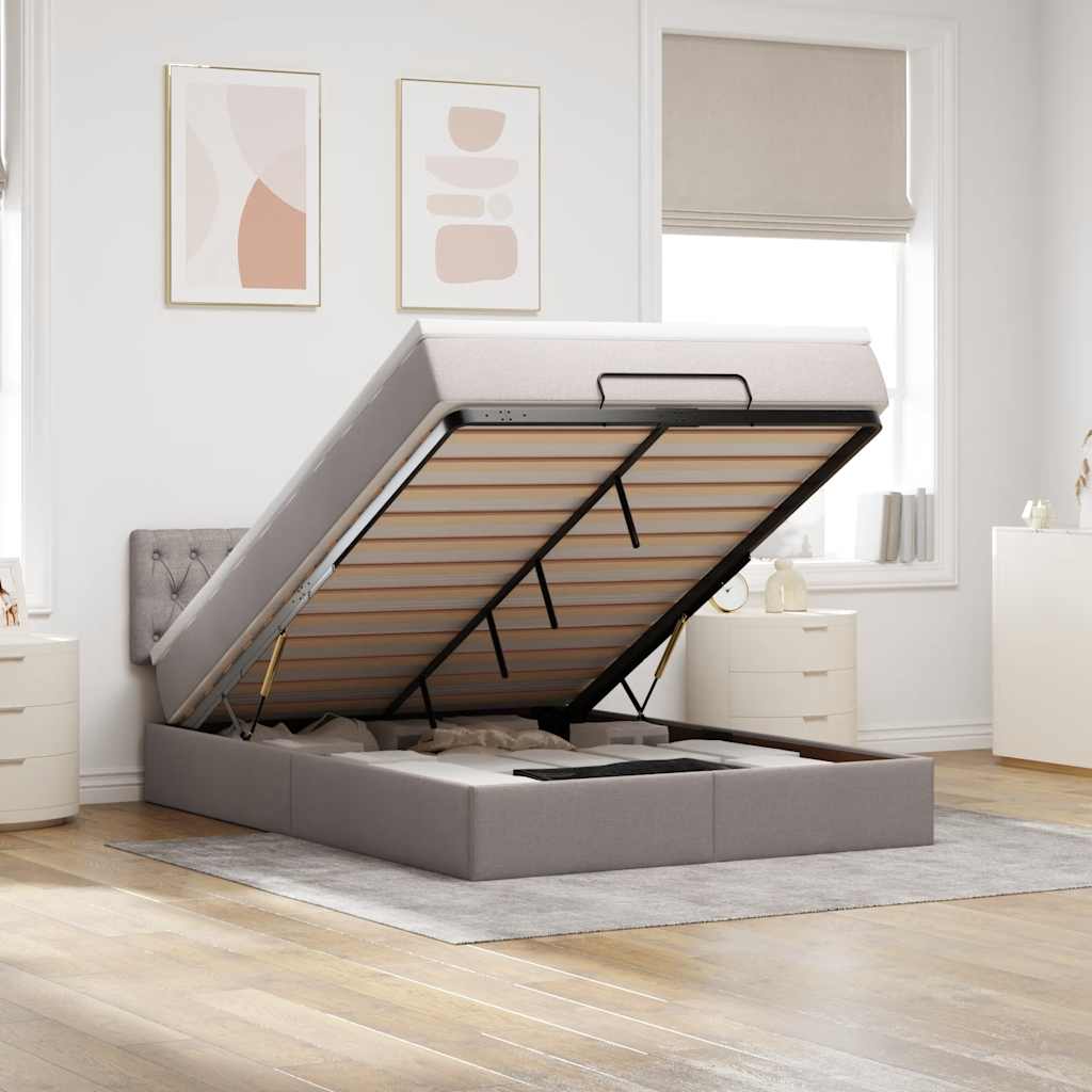 vidaXL Ottoman bed met matras en LED's 90x200 cm stof zwart