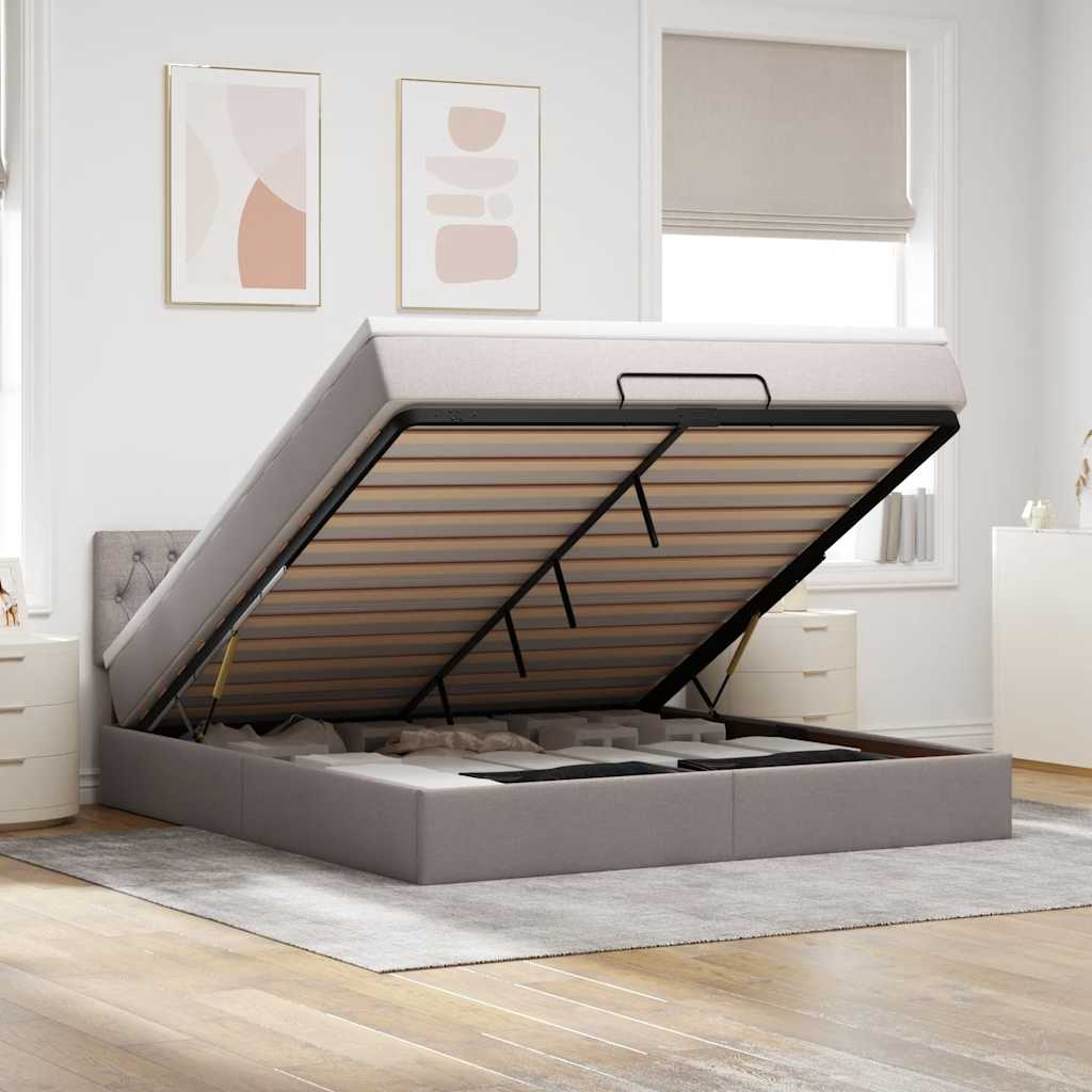 vidaXL Ottoman bed met matras en LED's 90x200 cm stof zwart