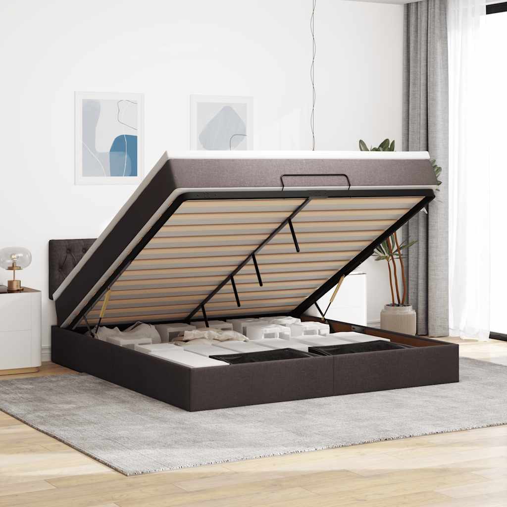 vidaXL Ottoman bed met matras en LED's 90x200 cm stof zwart