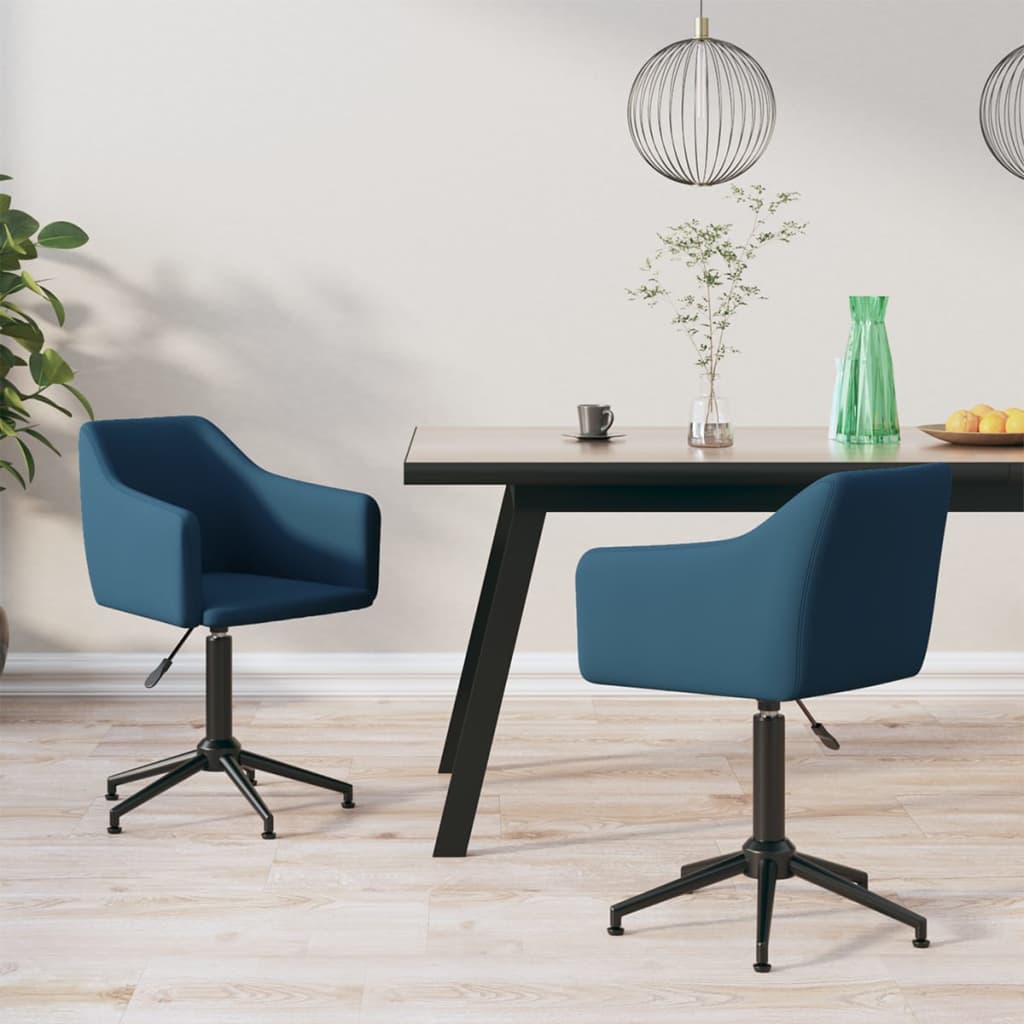 vidaXL Eetkamerstoel draaibaar fluweel blauw