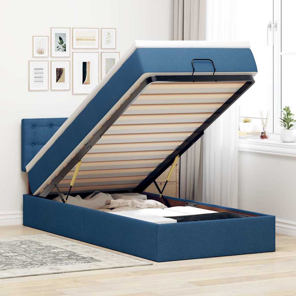 vidaXL Ottoman bed met matras en LED's 90x200 cm stof zwart