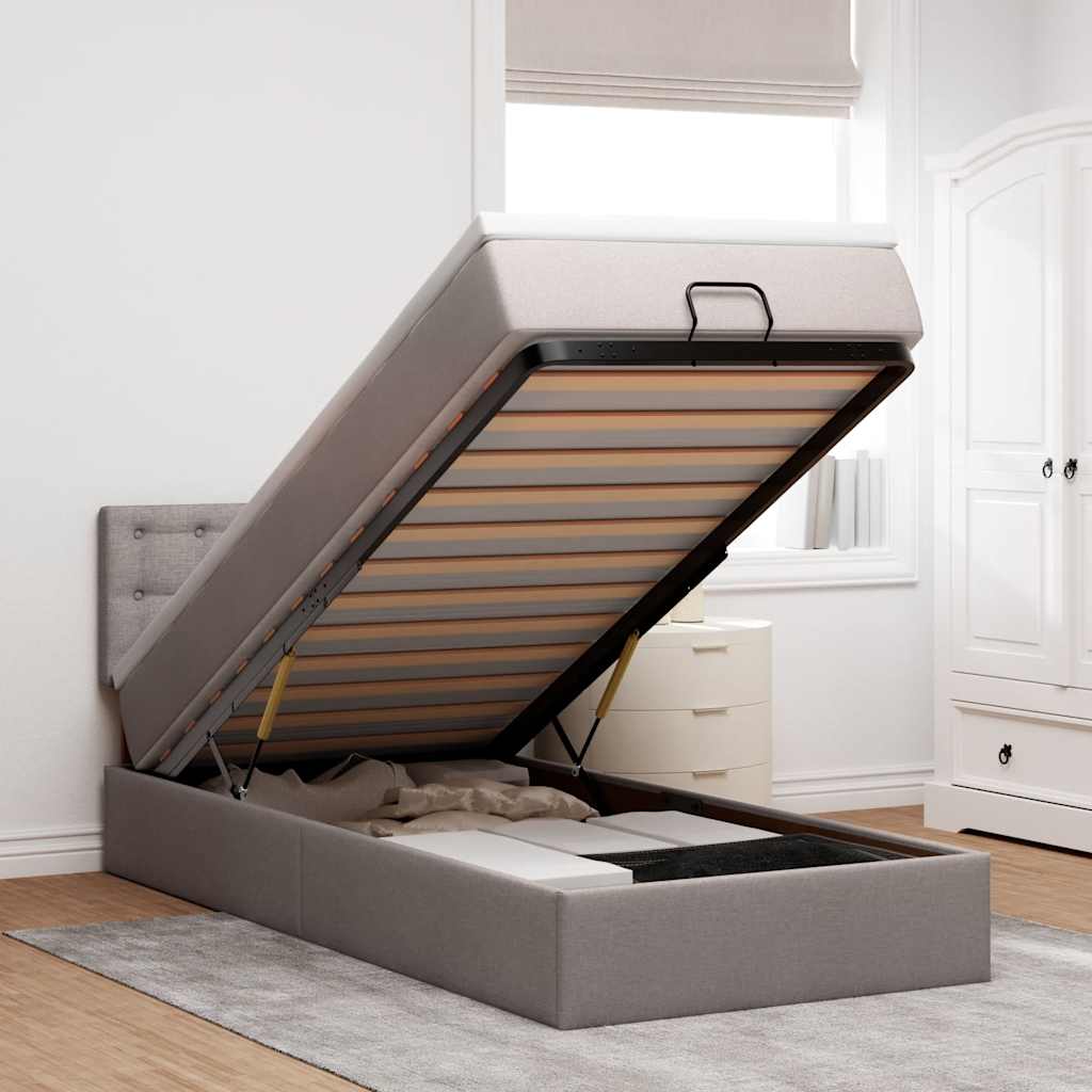 vidaXL Ottoman bed met matras en LED's 90x200 cm stof zwart