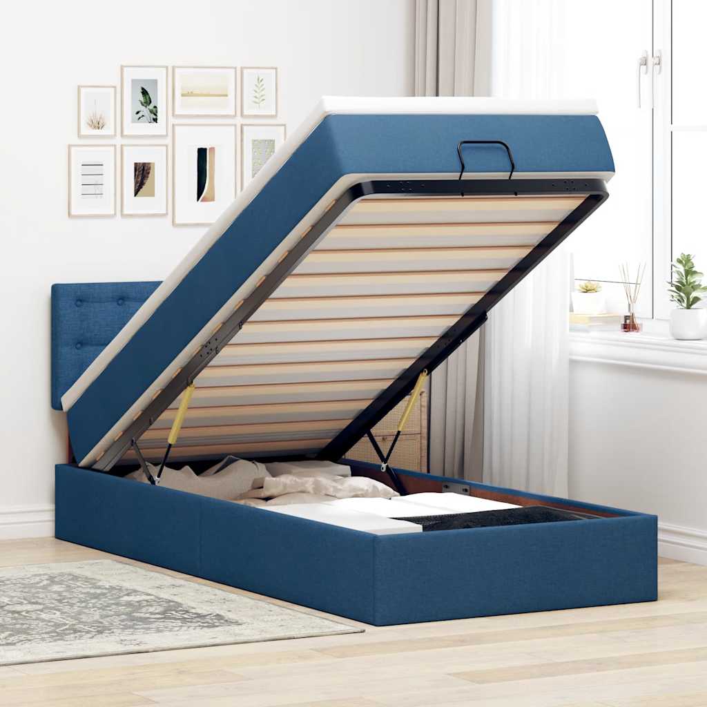 vidaXL Ottoman bed met matras en LED's 90x200 cm stof zwart