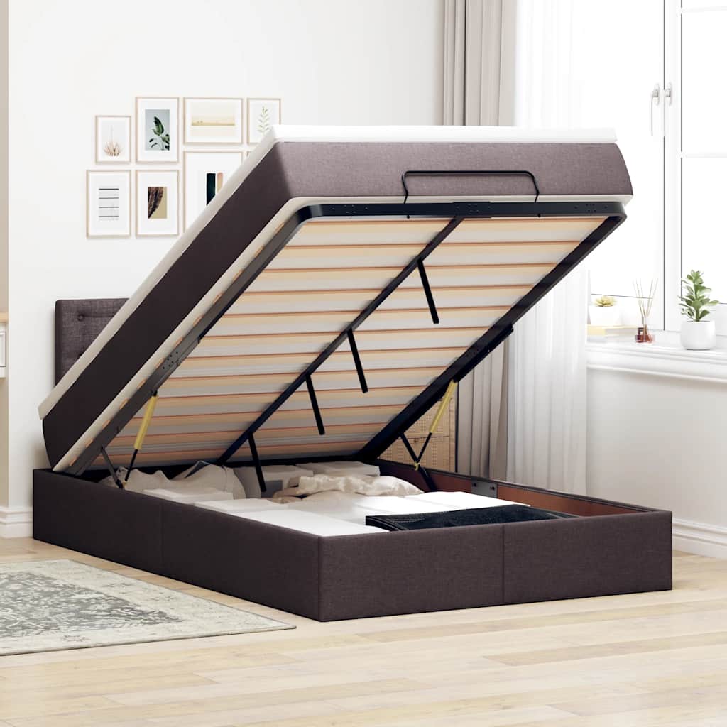 vidaXL Ottoman bed met matras en LED's 90x200 cm stof zwart