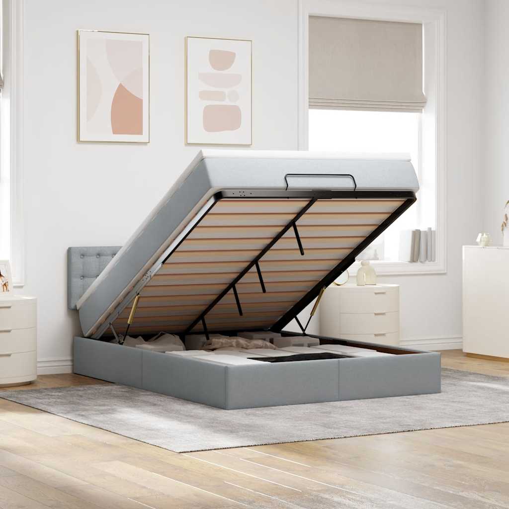 vidaXL Ottoman bed met matras en LED's 90x200 cm stof zwart