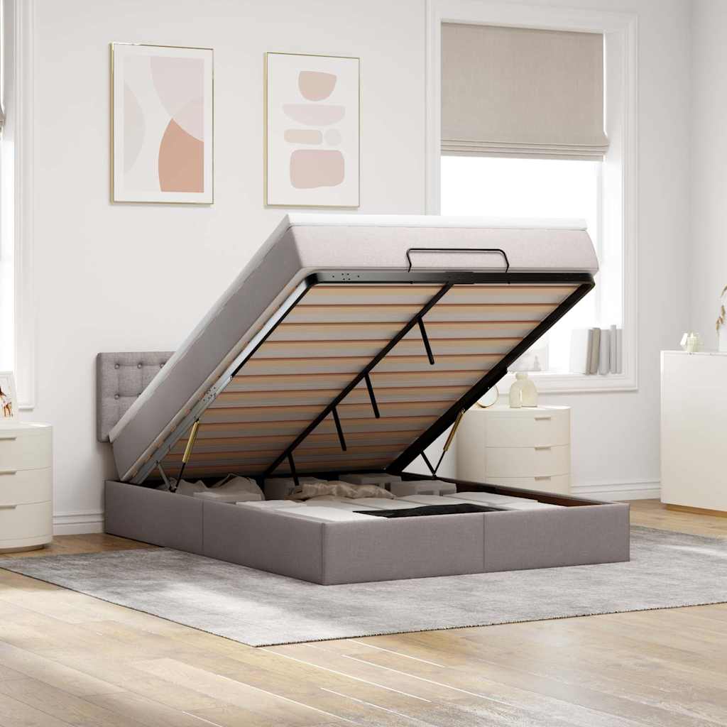 vidaXL Ottoman bed met matras en LED's 90x200 cm stof zwart