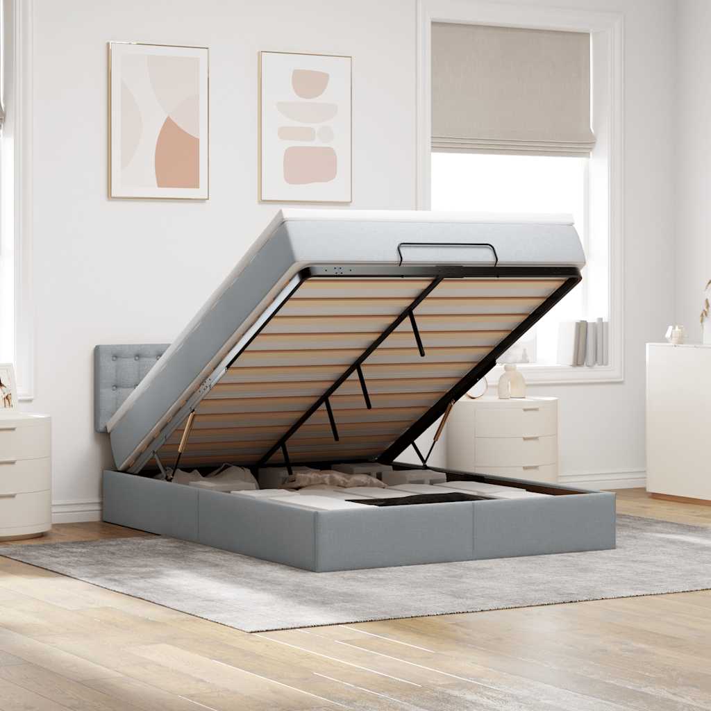 vidaXL Ottoman bed met matras en LED's 90x200 cm stof zwart