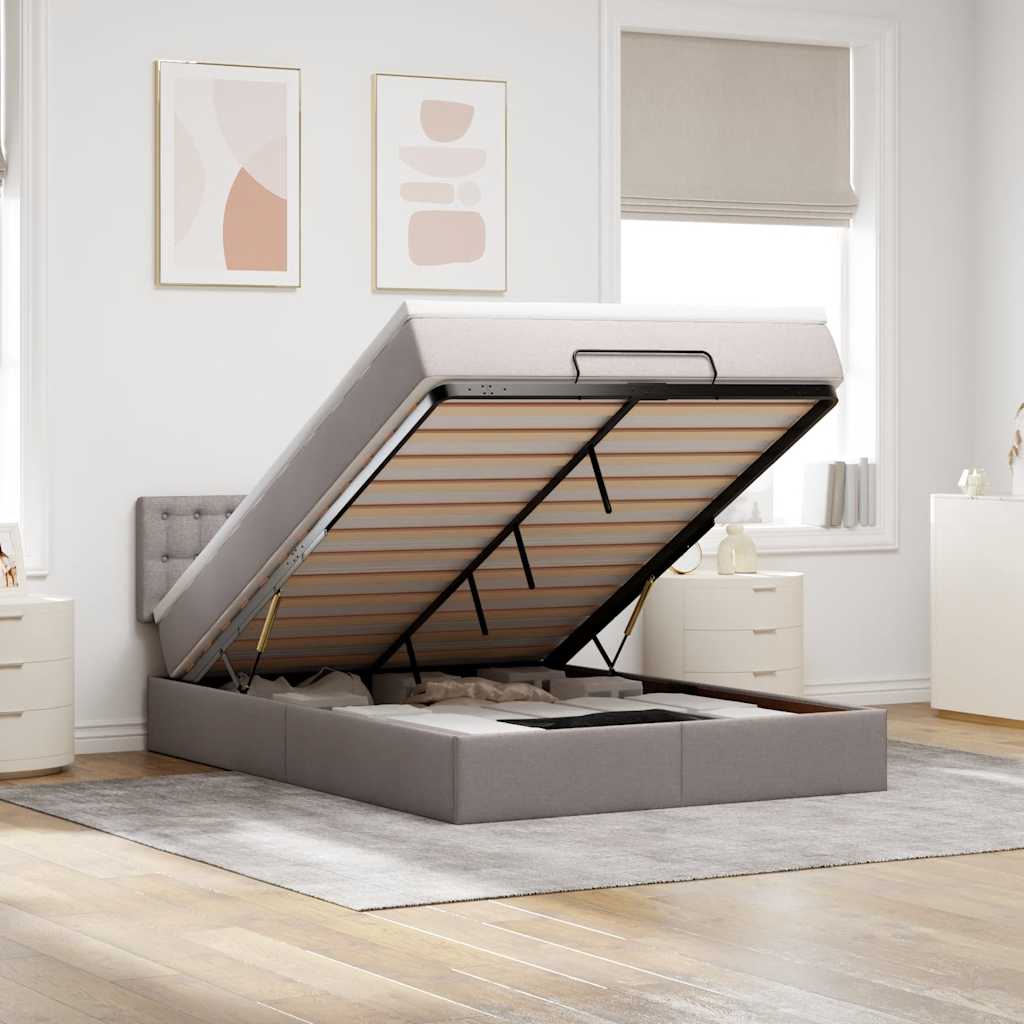 vidaXL Ottoman bed met matras en LED's 90x200 cm stof zwart
