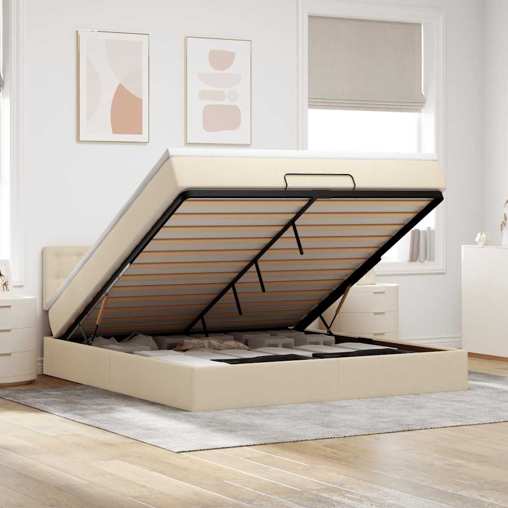 vidaXL Ottoman bed met matras en LED's 90x200 cm stof zwart