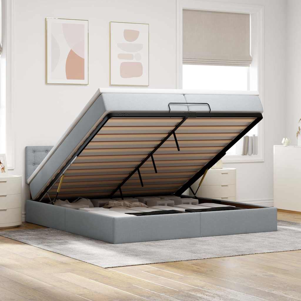 vidaXL Ottoman bed met matras en LED's 90x200 cm stof zwart