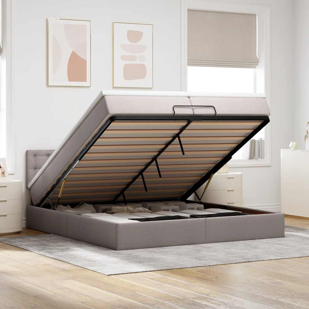 vidaXL Ottoman bed met matras en LED's 90x200 cm stof zwart