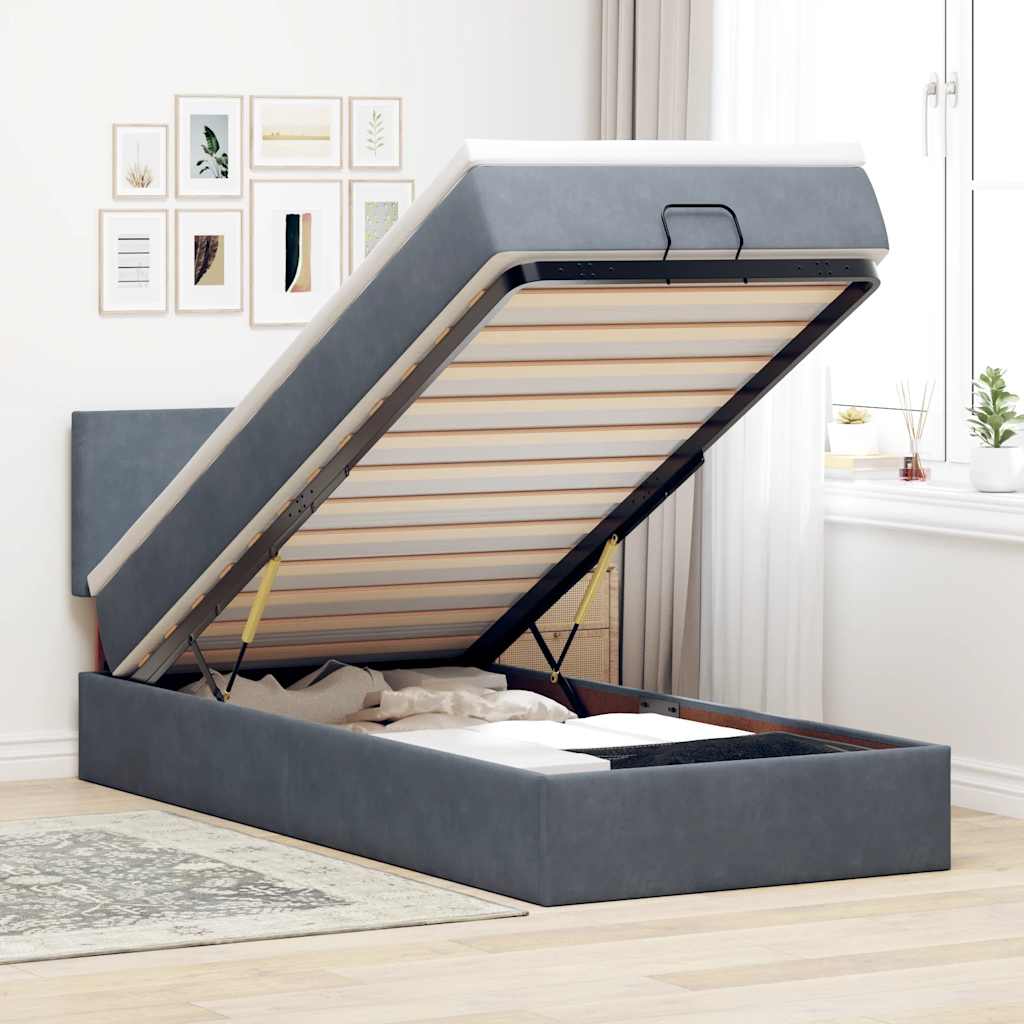 vidaXL Ottoman bed met matras en LED's 100x200 cm fluweel roze