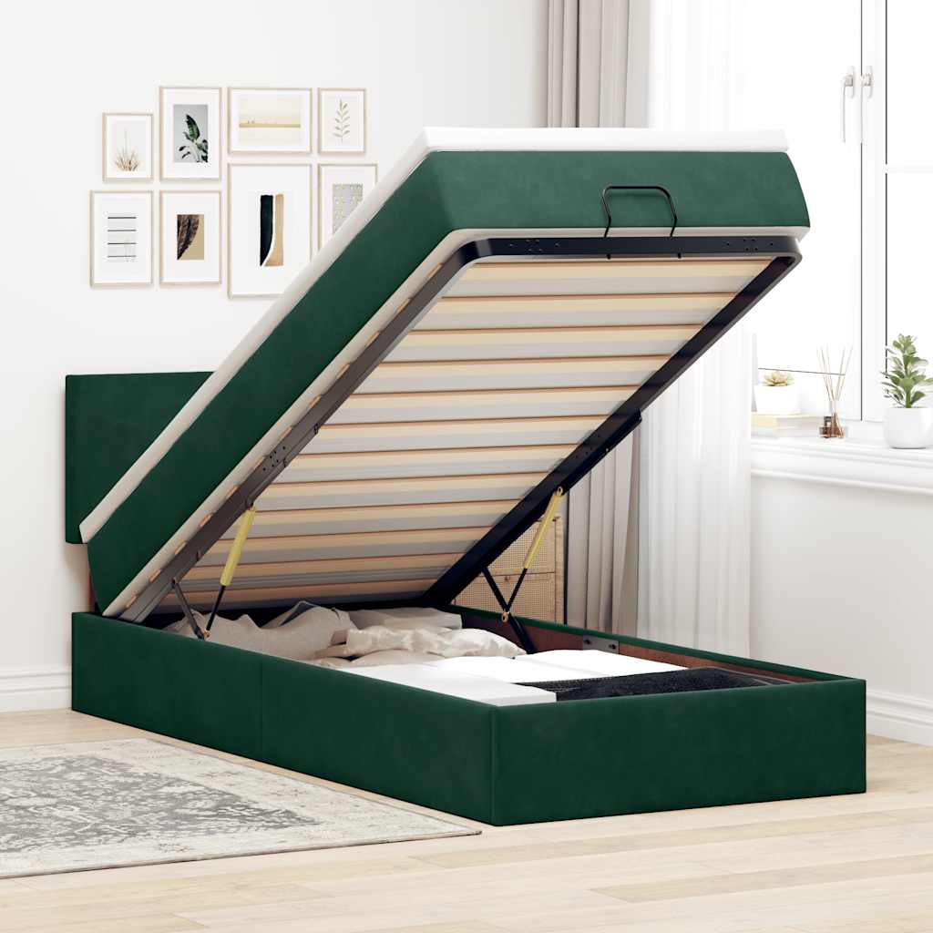 vidaXL Ottoman bed met matras en LED's 100x200 cm fluweel roze
