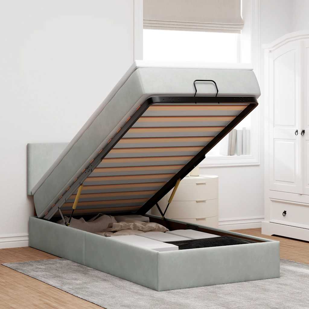 vidaXL Ottoman bed met matras en LED's 100x200 cm fluweel roze