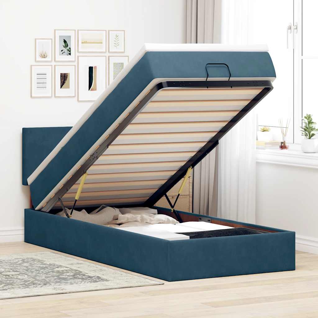 vidaXL Ottoman bed met matras en LED's 100x200 cm fluweel roze