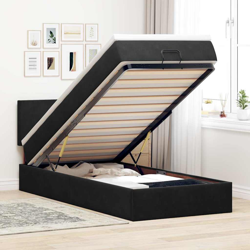 vidaXL Ottoman bed met matras en LED's 100x200 cm fluweel roze