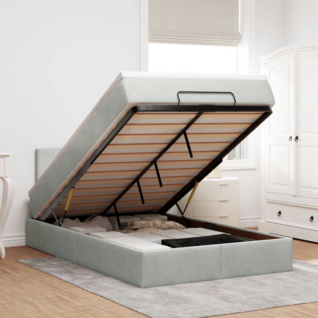 vidaXL Ottoman bed met matras en LED's 100x200 cm fluweel roze