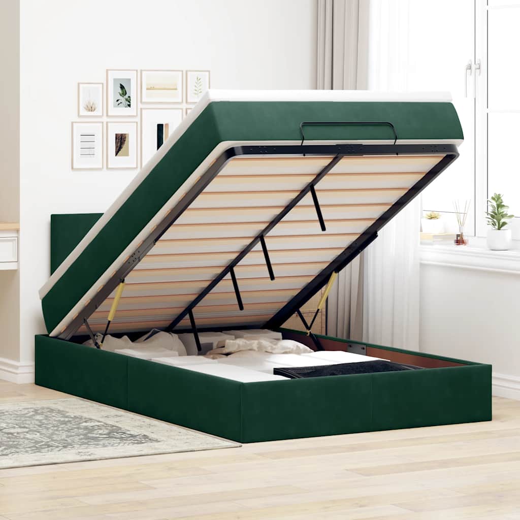vidaXL Ottoman bed met matras en LED's 100x200 cm fluweel roze