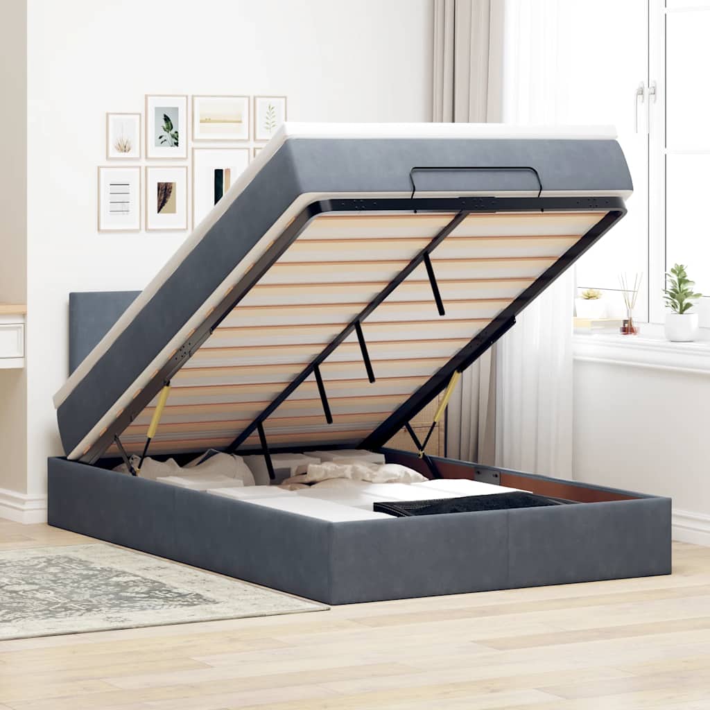vidaXL Ottoman bed met matras en LED's 100x200 cm fluweel roze