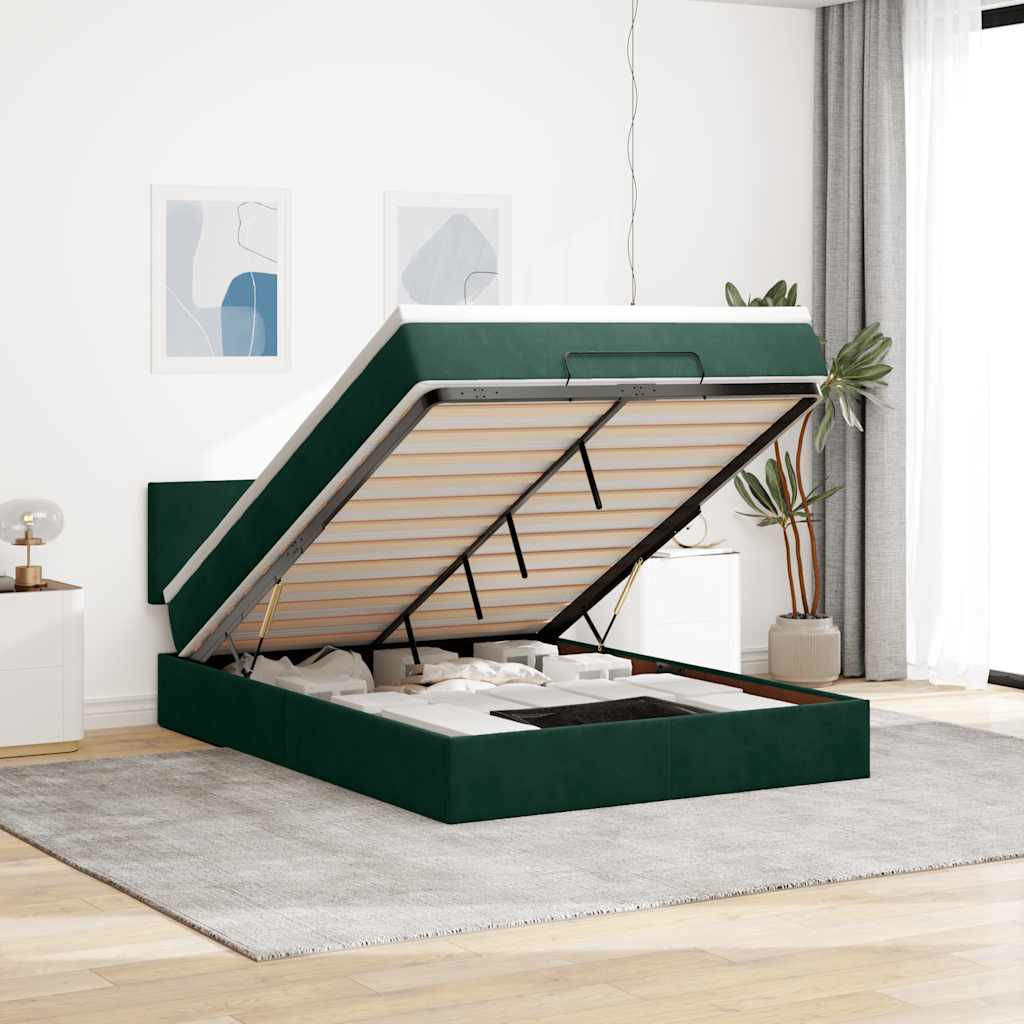 vidaXL Ottoman bed met matras en LED's 100x200 cm fluweel roze