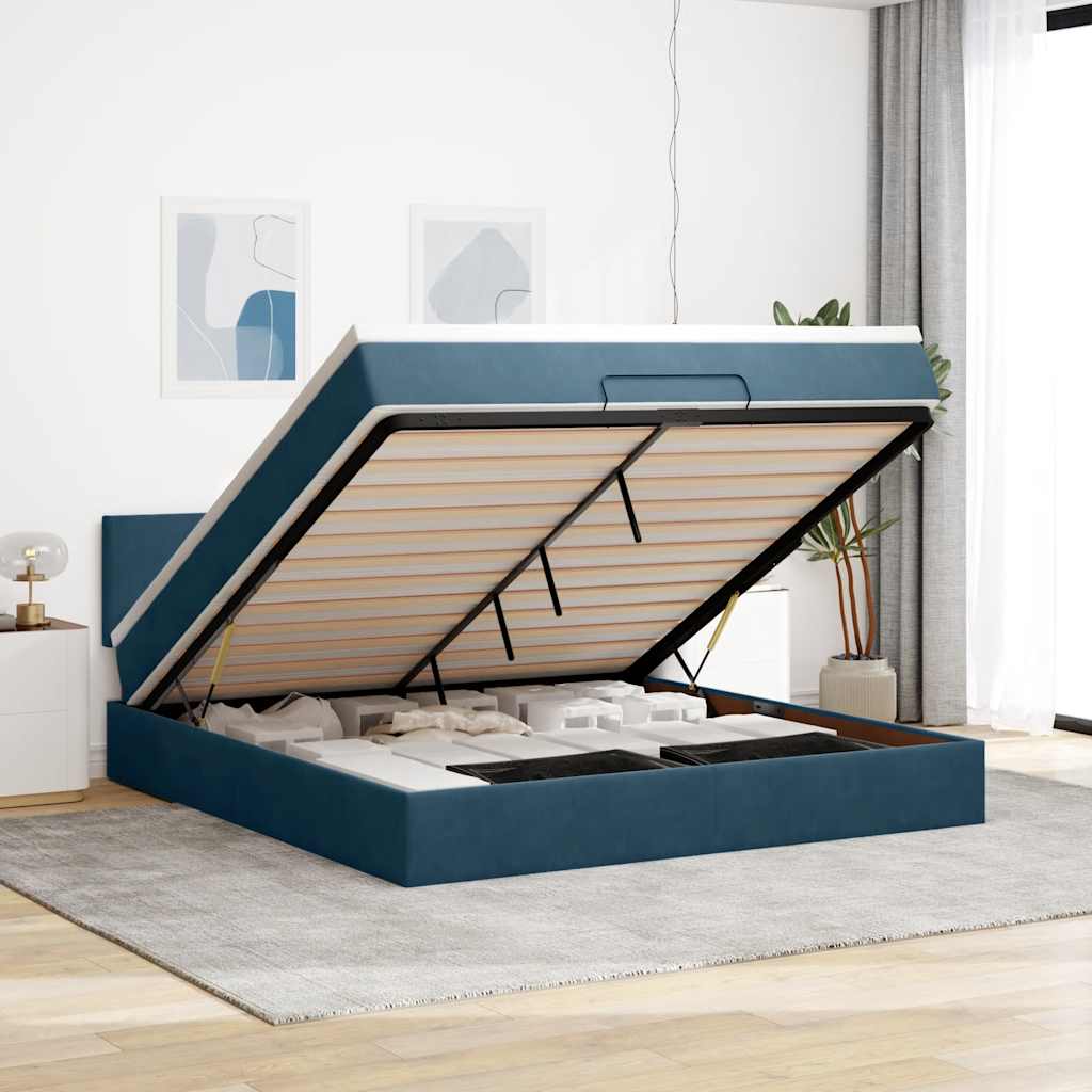 vidaXL Ottoman bed met matras en LED's 100x200 cm fluweel roze
