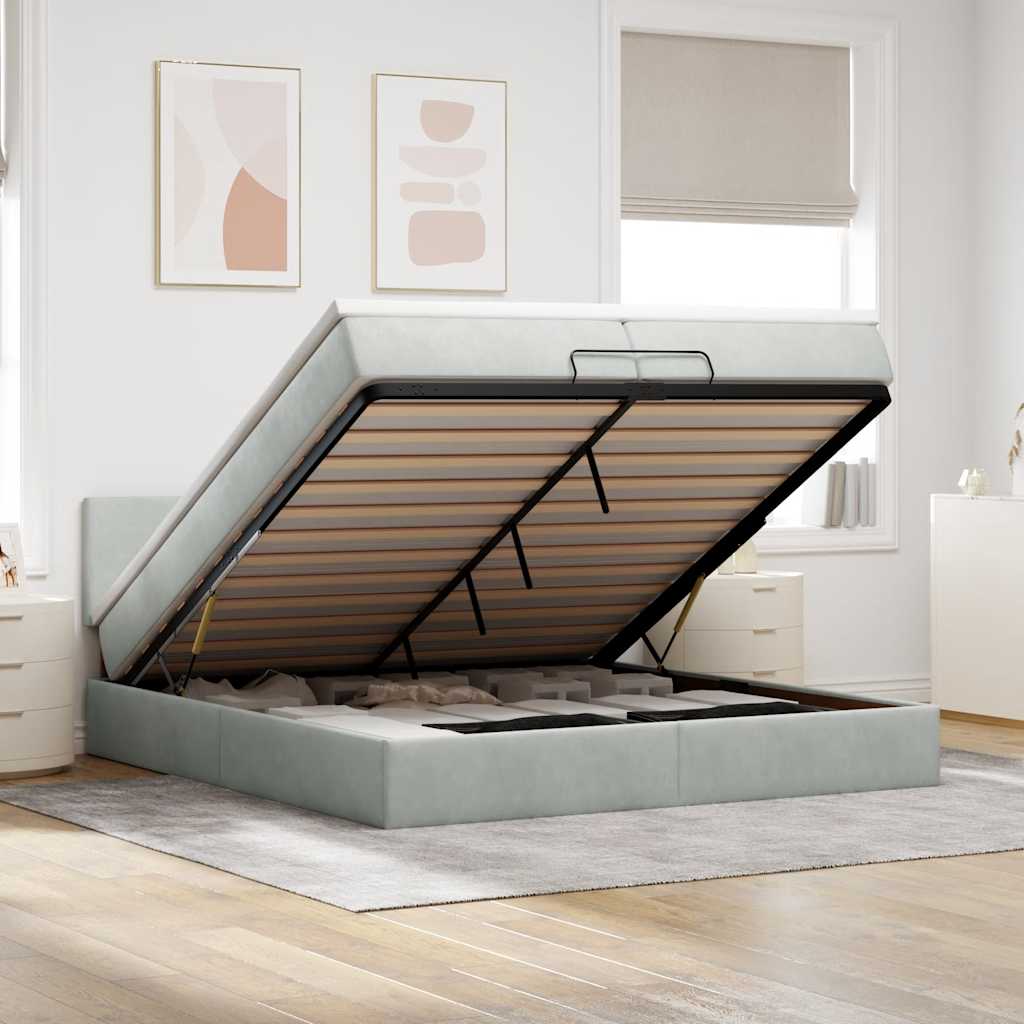 vidaXL Ottoman bed met matras en LED's 100x200 cm fluweel roze
