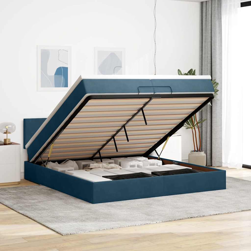 vidaXL Ottoman bed met matras en LED's 100x200 cm fluweel roze