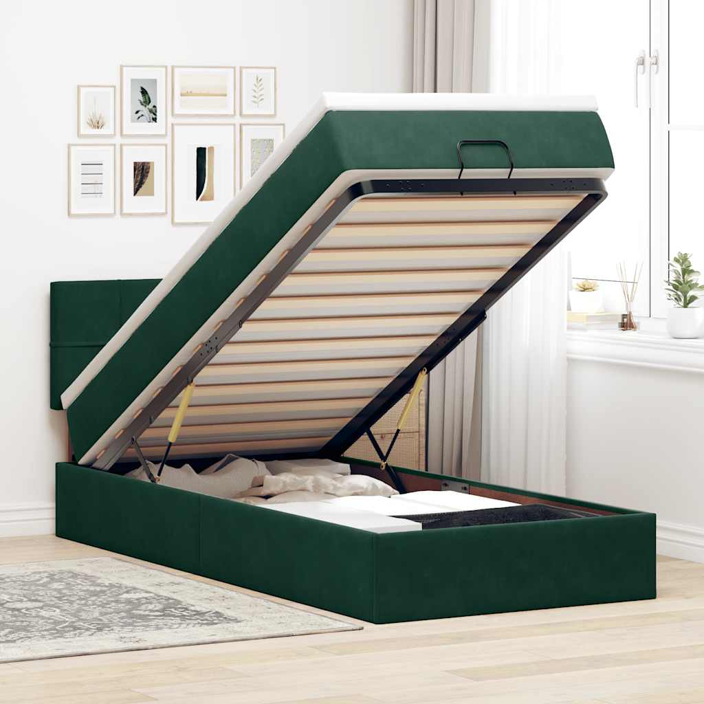 vidaXL Ottoman bed met matras en LED's 100x200 cm fluweel roze