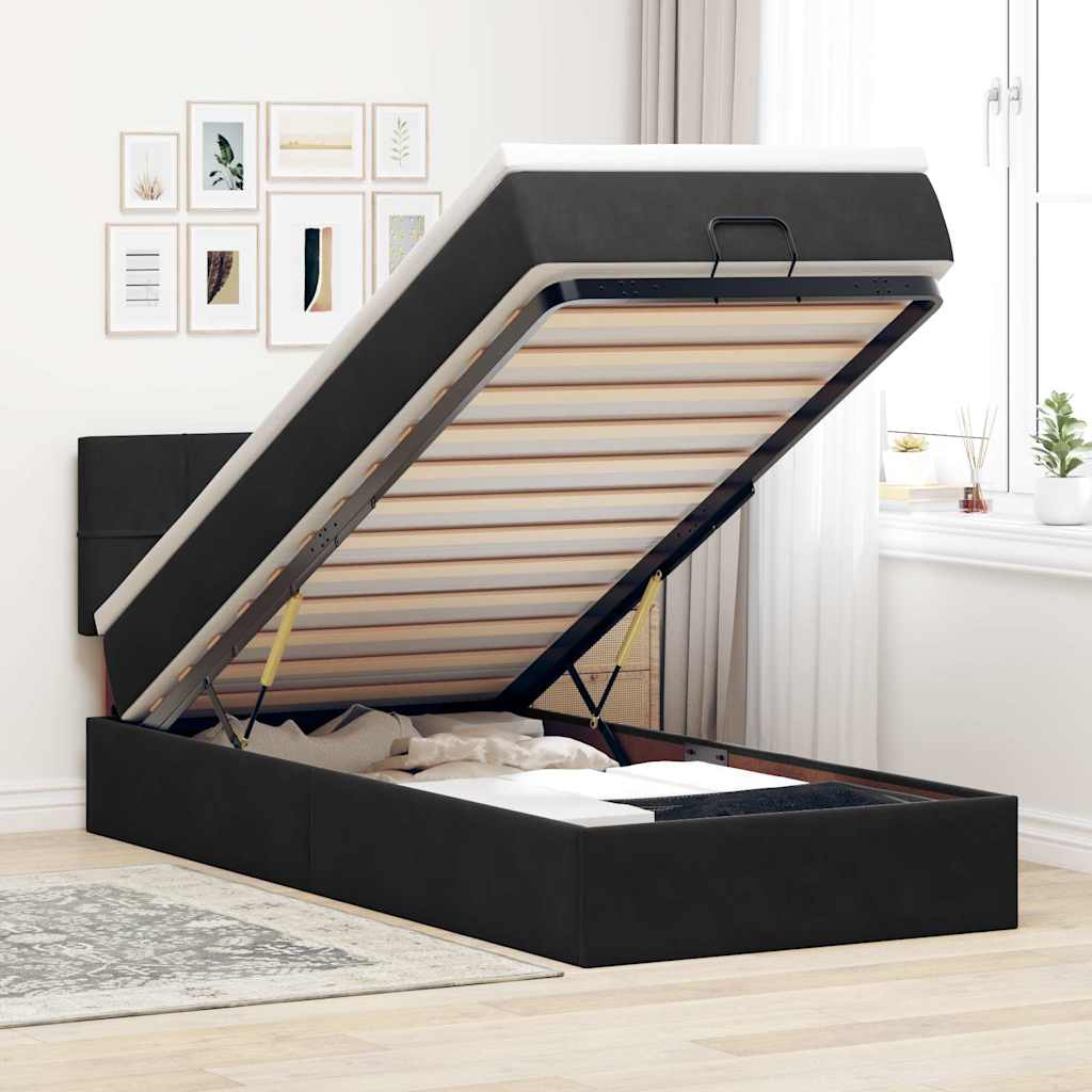 vidaXL Ottoman bed met matras en LED's 100x200 cm fluweel roze